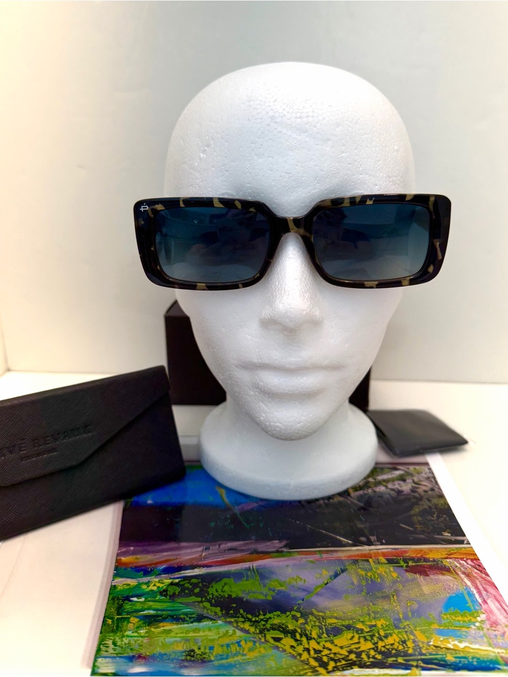 Prive Revaux The New Yorker Tortoiseshell Rectangle Sunglasses with Blue Tint
